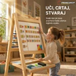 Dvostrana drvena tabla za crtanje i učenje slova sa postoljem