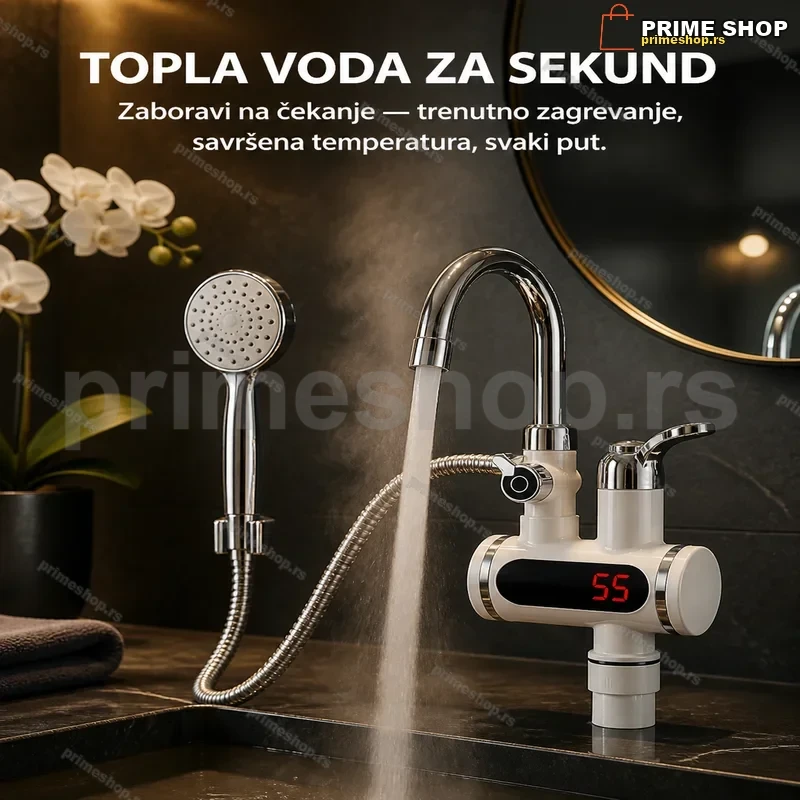 Električna protočna slavina sa tušem i digitalnim ekranom 3000W Električna protočna slavina sa tušem i digitalnim ekranom 3000W