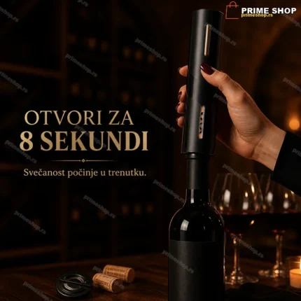 Električni otvarač za vino SET sa rezačem folije — otvara bocu za 8 sekundi