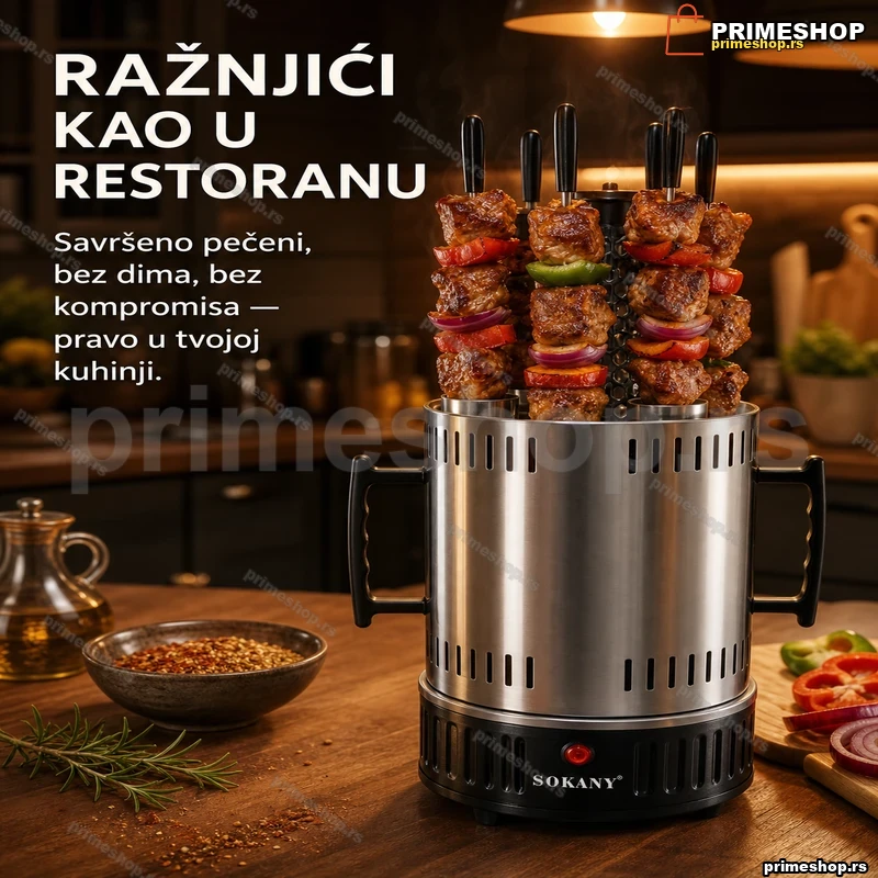 Električni ražanj SOKANY SK-6111 sa 6 ražnjića — 1000 W Električni ražanj SOKANY SK-6111 sa 6 ražnjića — 1000 W