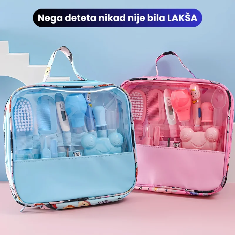 Komplet pribora za negu bebe 13u1 u torbici set za bebe - prednja strana