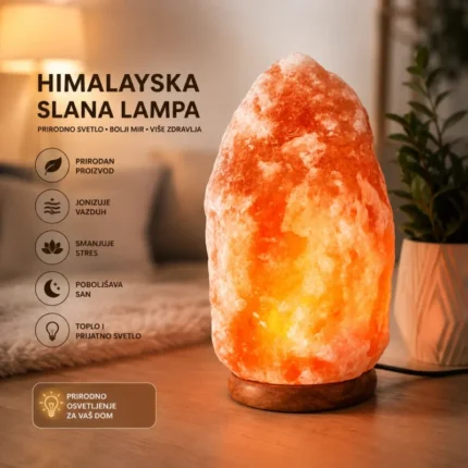 Kristalna lampa od himalajske soli sa toplim svetlom