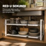Lako podesiva polica za kuhinju i kupatilo — teleskopska, bez bušenja, 39–66 cm