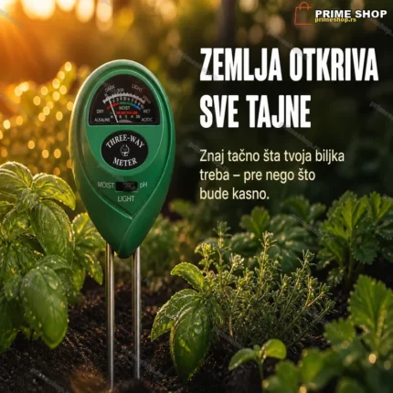 Merač pH Vrednosti, Vlage i Svetlosti za Zemljište – 3 u 1