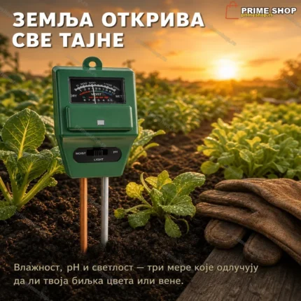 Merač Vlažnosti, pH i Svetlosti Zemljišta 3u1 – Elektroda 20cm