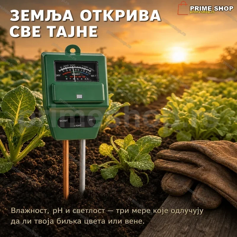 Merač Vlažnosti, pH i Svetlosti Zemljišta 3u1 – Elektroda 20cm Merač Vlažnosti, pH i Svetlosti Zemljišta 3u1 – Elektroda 20cm