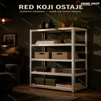 Metalna montažna polica 180x90x45cm — čelična regalna polica za skladište i garažu