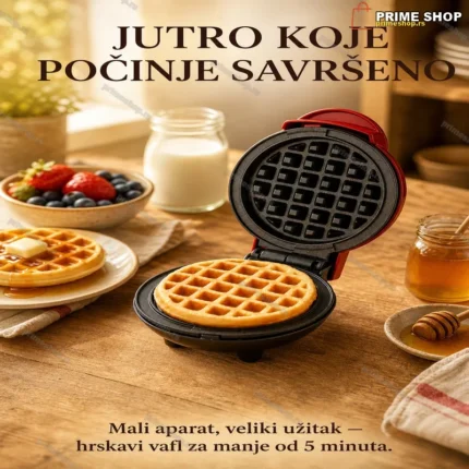 Mini Aparat za Vafle – Nelepljiva Ploča, 350W, Crveni