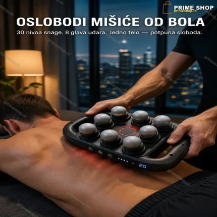 Perkusioni masažer sa 8 glava i 30 nivoa intenziteta