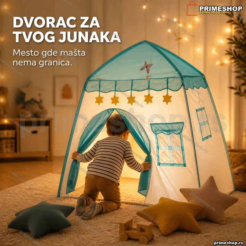 Plavi dečji šator dvorac — kućica za igru Plavi dečji šator dvorac — kućica za igru