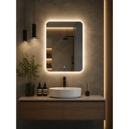 Pravougaono LED ogledalo za kupatilo 50×70 cm sa touch kontrolom