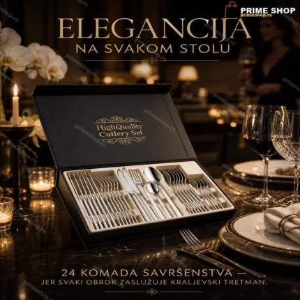 Premium set pribora za jelo 24 dela za 6 osoba — nerđajući čelik