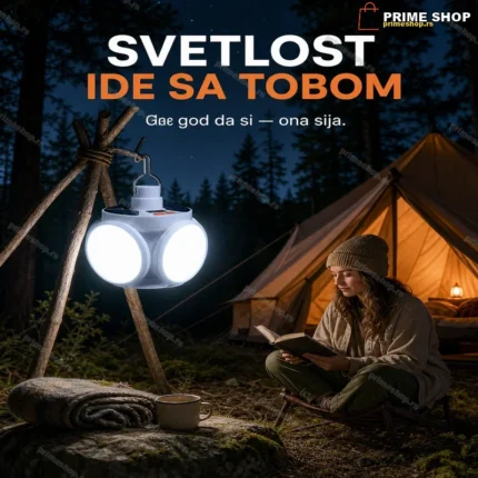 Prenosiva Solarna Lampa – Sklopiva LED Lampa za Baštu i Kampovanje