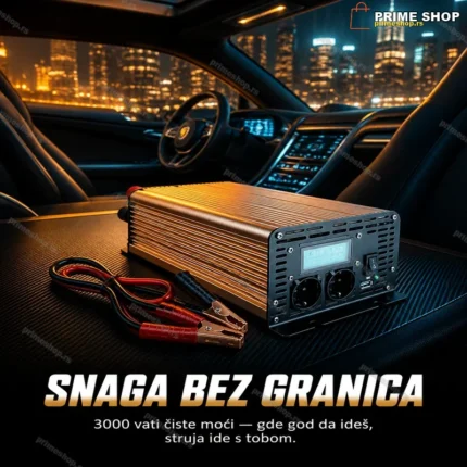 Pretvarač Napona 12V 220V 3000W sa LCD Displejom — Novi Model