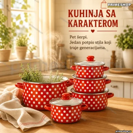 Retro set šerpi od 5 komada — komplet lonaca