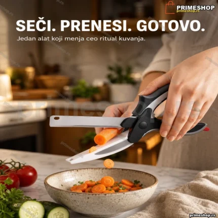 Sečko sa hvataljkom 2u1 — nož i prenošač namirnica