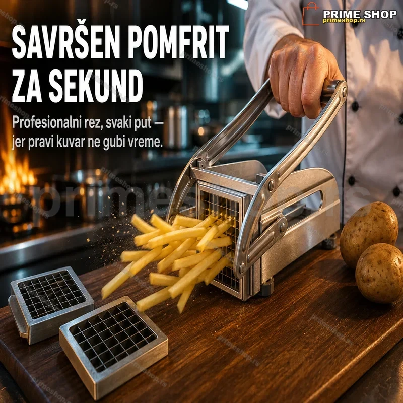 Sečko za Pomfrit sa Dva Sečiva – Nerđajući Čelik, 4×4 i 8×8 mm Sečko za Pomfrit sa Dva Sečiva – Nerđajući Čelik, 4×4 i 8×8 mm