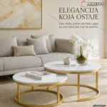 Set dva klub stola INSTYLE — beli mermer i zlatne noge