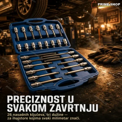 Set Nasadnih Ključeva – 26 Komada, Tri Dužine (55 / 100 / 200 mm)