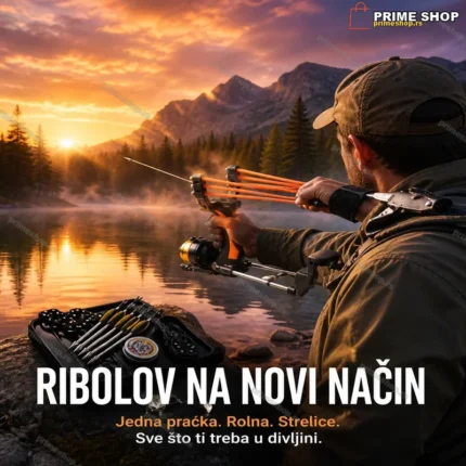 Set praćka za ribolov sa rolnom, strelama i narukvicом