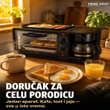 SilverCrest 3 u 1 aparat za doručak — toster, aparat za jaja i gril ploča