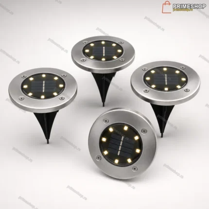 Solarne Podne LED Lampe za Dvorište – Set 4 kom, Inox, Automatsko Paljenje