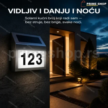 Solarni LED Kućni Broj – Vidljiv Danju i Noću, Lako Montiranje
