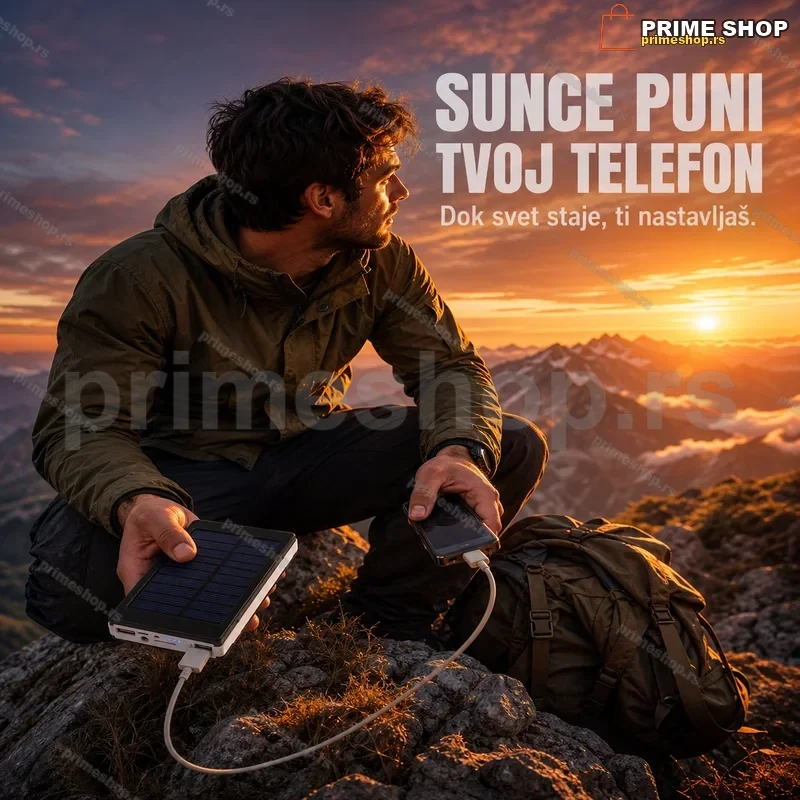 Solarni PowerBank 60000mAh sa LED Svetlom — Punjač za Telefon, Tablet i MP3 Solarni PowerBank 60000mAh sa LED Svetlom — Punjač za Telefon, Tablet i MP3