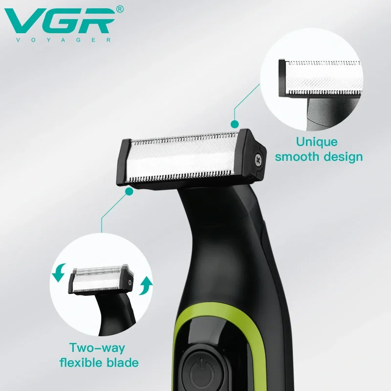 VGR V-017 električni trimer za bradu IPX5 — 3 nastavka VGR V-017 brijač - u upotrebi