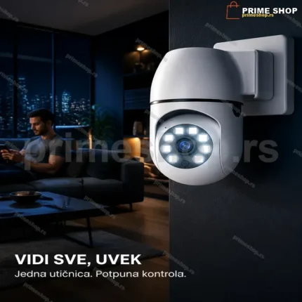 WiFi Kamera sa Utičnicom za Struju HD 8MP PTZ – Rotirajuća, Noćno Snimanje, V380 Pro