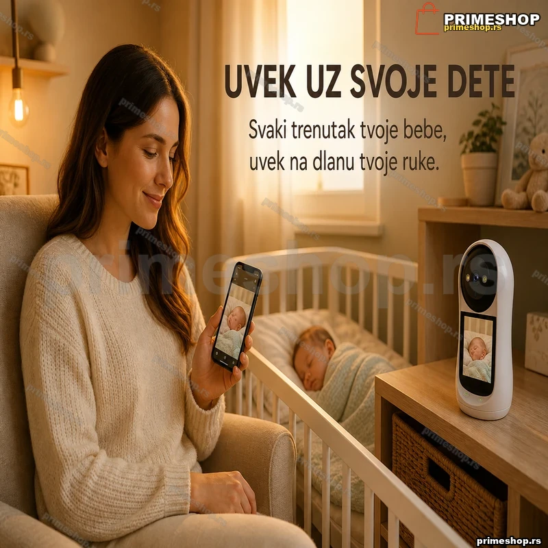 WiFi kamera za bebe V5 — rotirajući baby monitor sa iCSee aplikacijom WiFi kamera za bebe V5 — rotirajući baby monitor sa iCSee aplikacijom