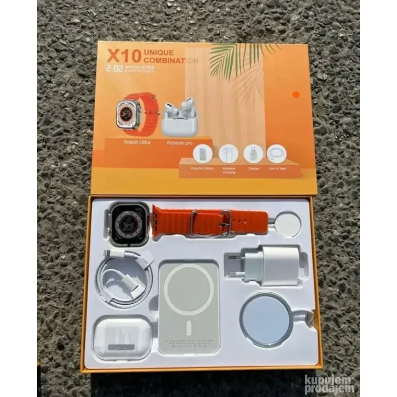 X10 Ultra pametni sat sa bežičnim slušalicama i dodacima X10 Ultra pametni sat - detalji