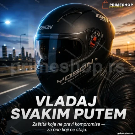YOSON GS Energy integralna kaciga s duplim vizirom, mat crna
