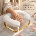 Naslon za ruke u obliku slova U — beli jastuk, zlatna baza