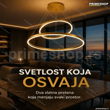 LED luster sa dva zlatna prstena 32W i daljinskim upravljačem