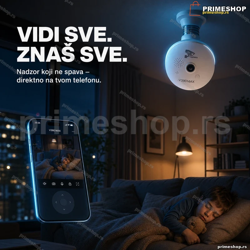 WiFi kamera E27 sa reflektorom V380 D8, 3 MP, noćni vid u boji WiFi kamera E27 sa reflektorom V380 D8, 3 MP, noćni vid u boji