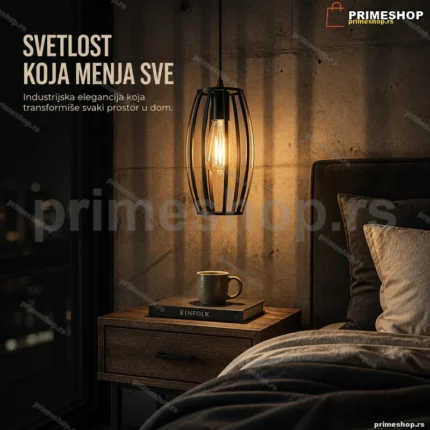 Viseća lampa vintage kavez DT-03 crna metalna E27 25 cm