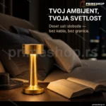 Elements punjiva stona lampa zlatna 21 cm — dodir i USB-C