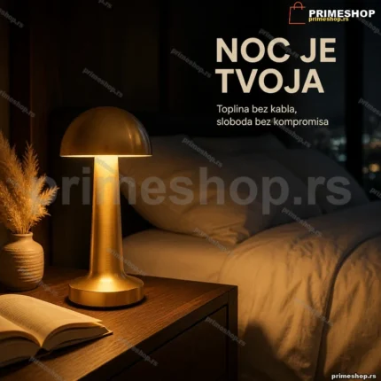 Auraglow punjiva stona lampa u obliku pečurke, mesing 23,5 cm