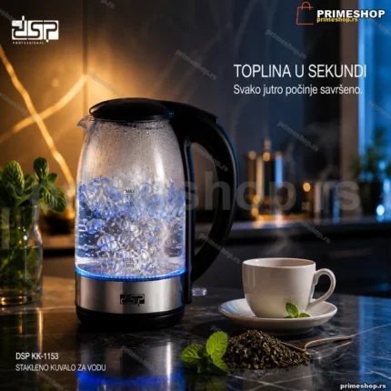 DSP KK-1153 stakleno električno kuvalo 1,7 l sa plavim LED svetlom