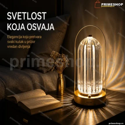 Andowl Cristal Gold stona lampa fenjer sa staklenom kupolom i LED svetlom