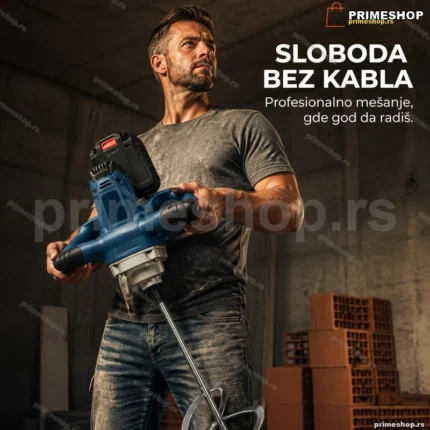 Akumulatorski mešač za malter, boju i lepak — 2 baterije i punjač
