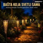 Solarna baklja sa ornamentom za baštu — 44 cm, zamenljiva baterija