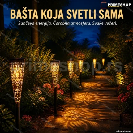 Solarna baklja sa ornamentom za baštu — 44 cm, zamenljiva baterija