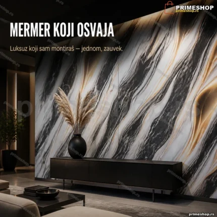 Samolepljive zidne ploče crno zlatne mermer 60x60 cm, 12 kom