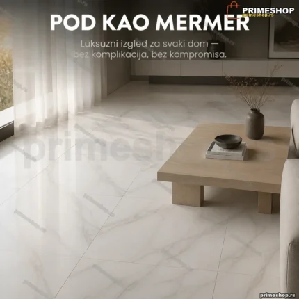 Samolepljive podne ploče beli mermer 60x60 cm — 10 kom