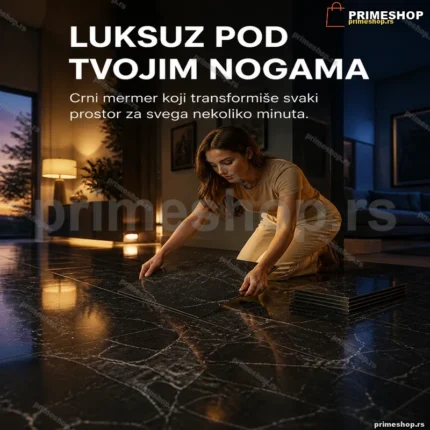 Samolepljive podne ploče crni mermer 60x60 cm — 10 kom
