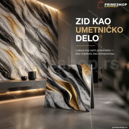 PVC zidne ploče zlatne crno-zlatni mermer 60x60 cm, 12 kom