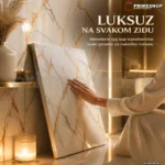 Samolepljivi paneli beli mermer narandžasto-zlatne žile 10 kom 60x60 cm