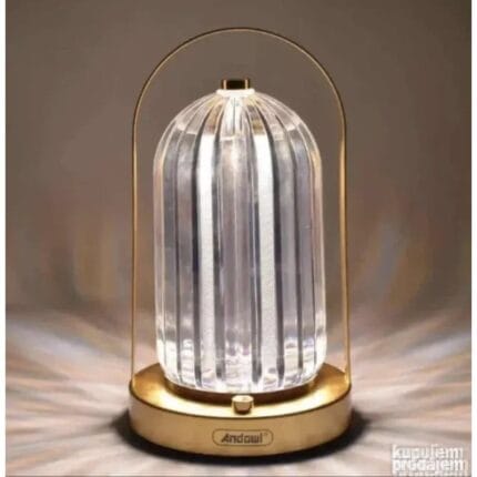Andowl Cristal Gold stona lampa fenjer sa staklenom kupolom i LED svetlom